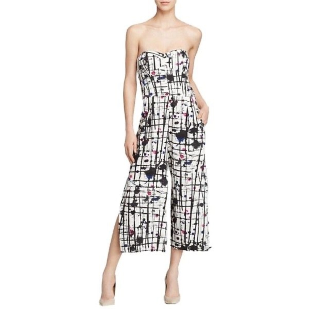 Milly Strapless Jumpsuit Paint Splatter Print - image 1